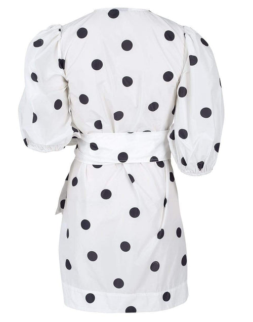 Egret Polka Dot Wrap Dress